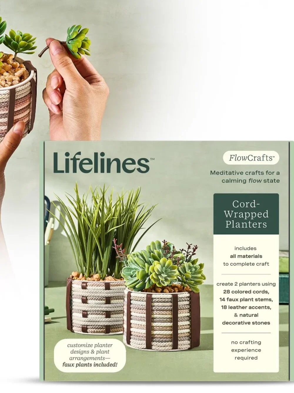 Lifelines FlowCrafts, Cord-Wrapped Planters-NWT